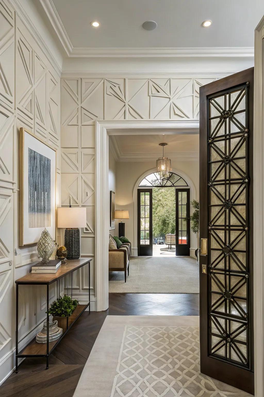 Angular compositions make your entryway stand out.
