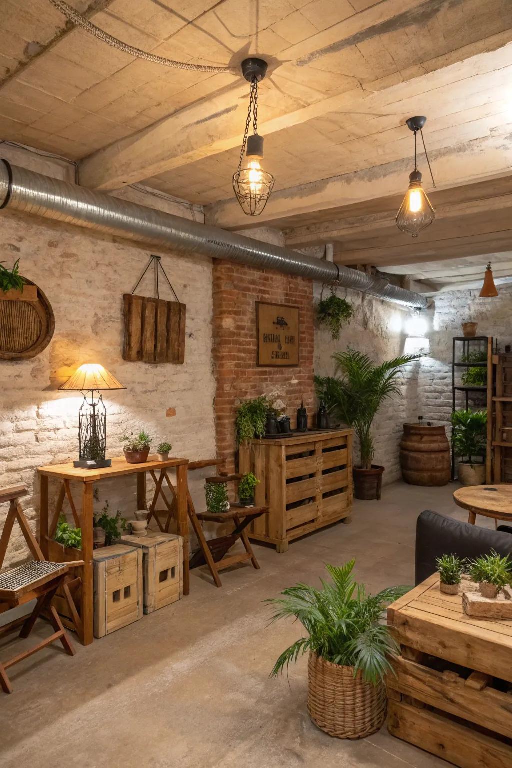Rustic charm with a snug, inviting ambiance.
