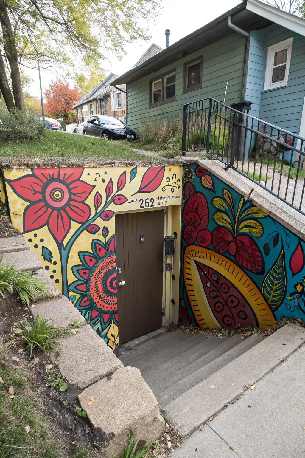 An artistic mural turns your entrance into a statement piece.