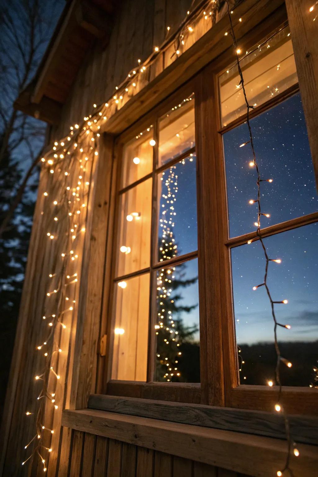 Window adorned with faint lights