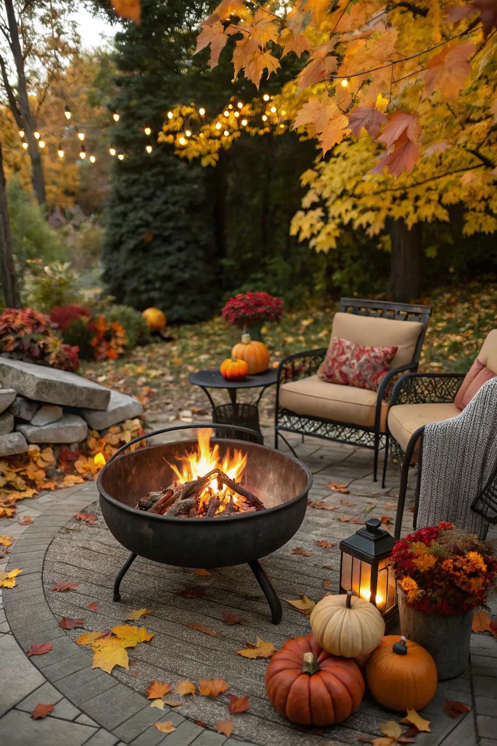 A campfire spot is a perfect gathering place during chilly fall nights.