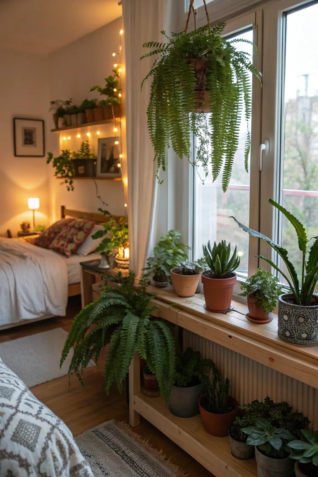Indoor flora bring life and vitality to the decor.
