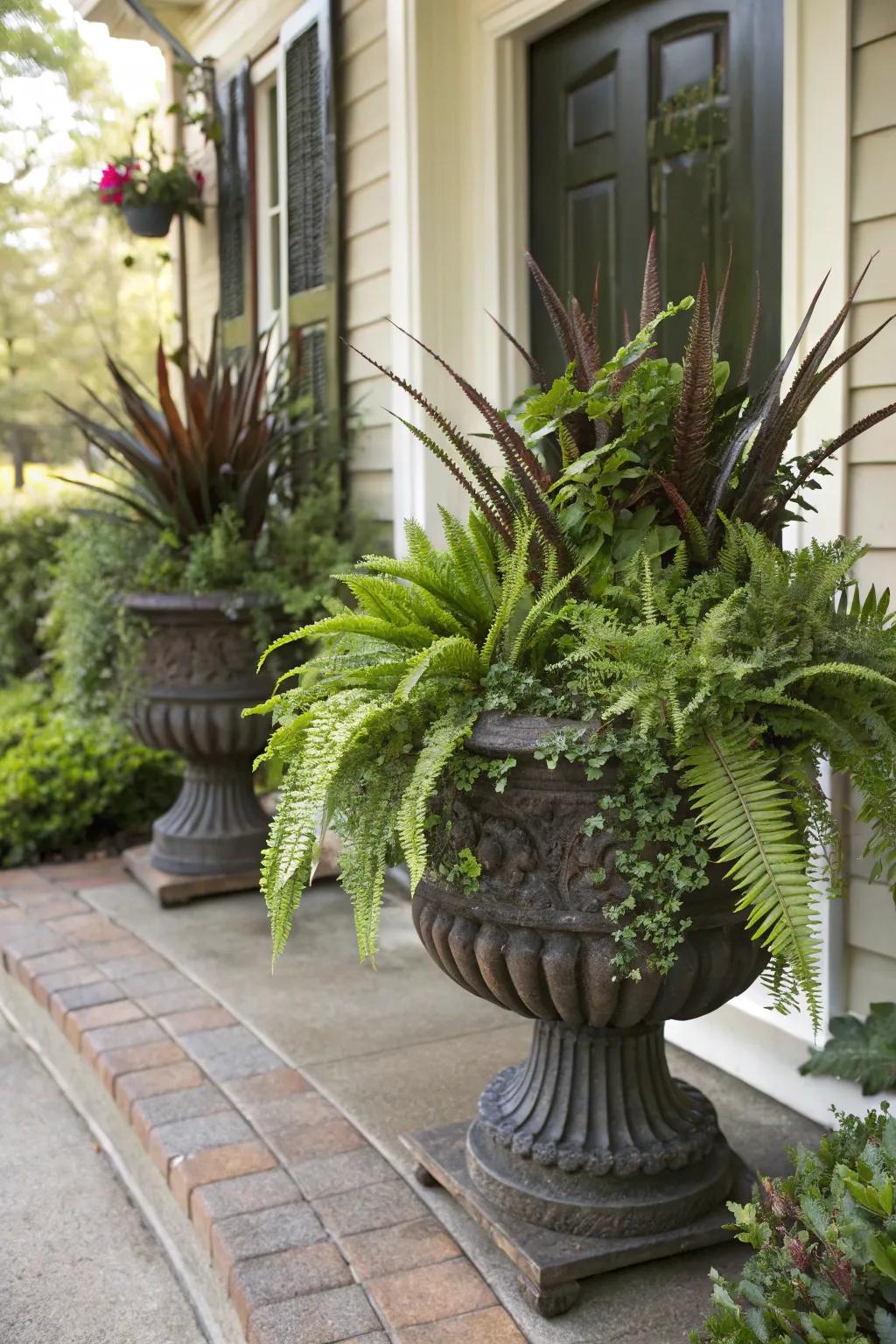 Blend different textures for a vibrant and dynamic planter.