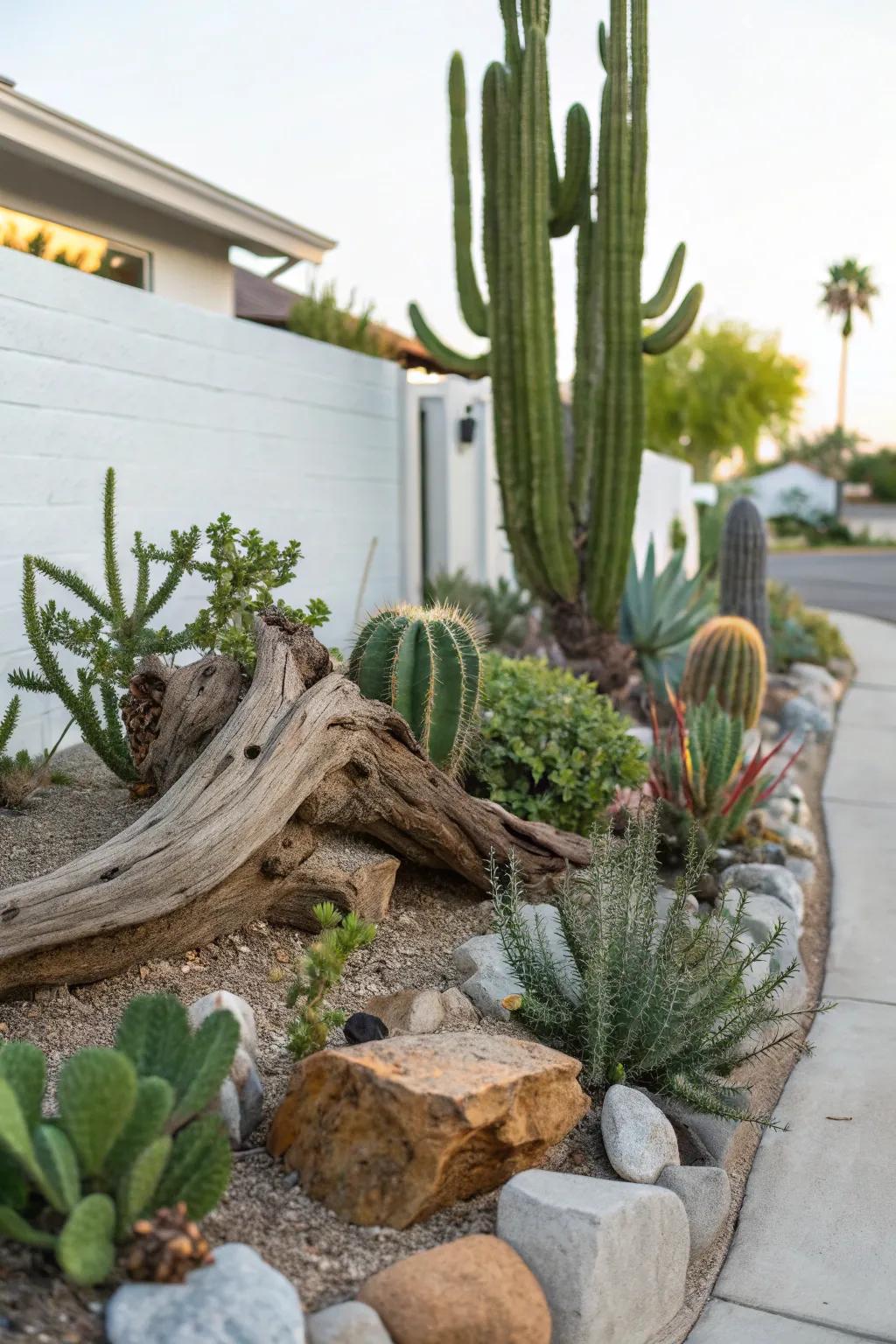 Seaside lumber contributes natural contrast.