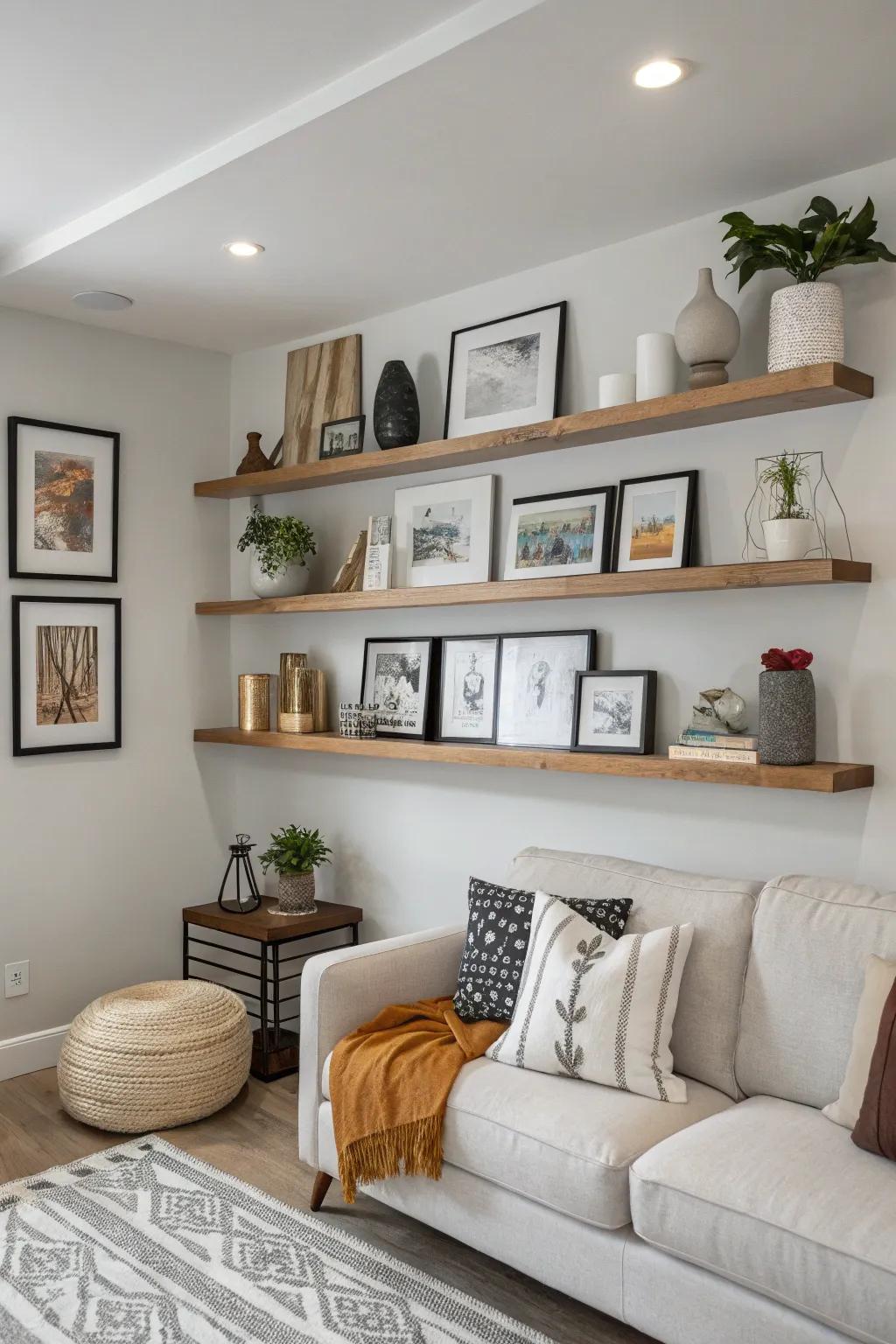 Refresh your display with suspended planks.