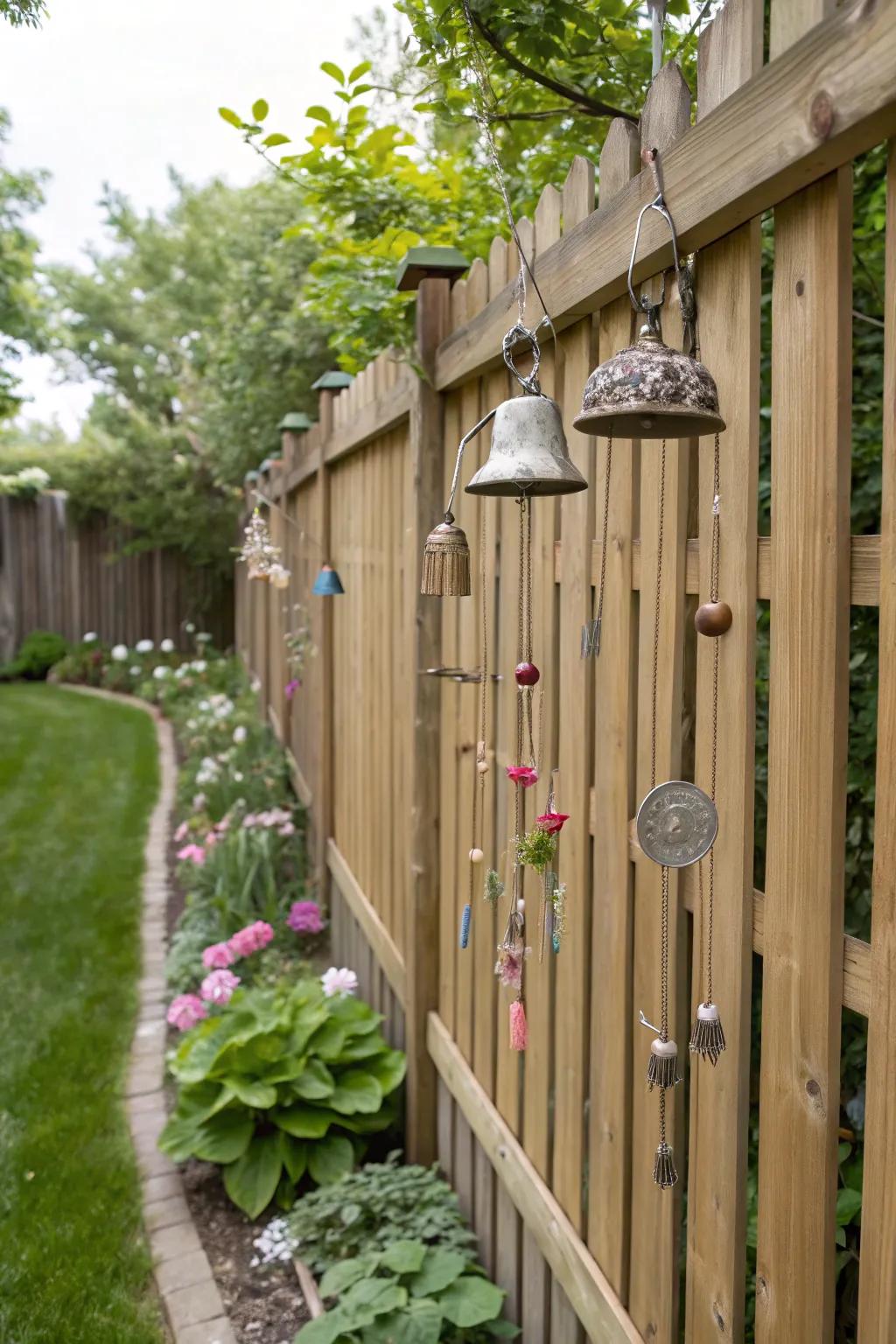 Wind chimes add a visual and auditory layer, enhancing garden protection.