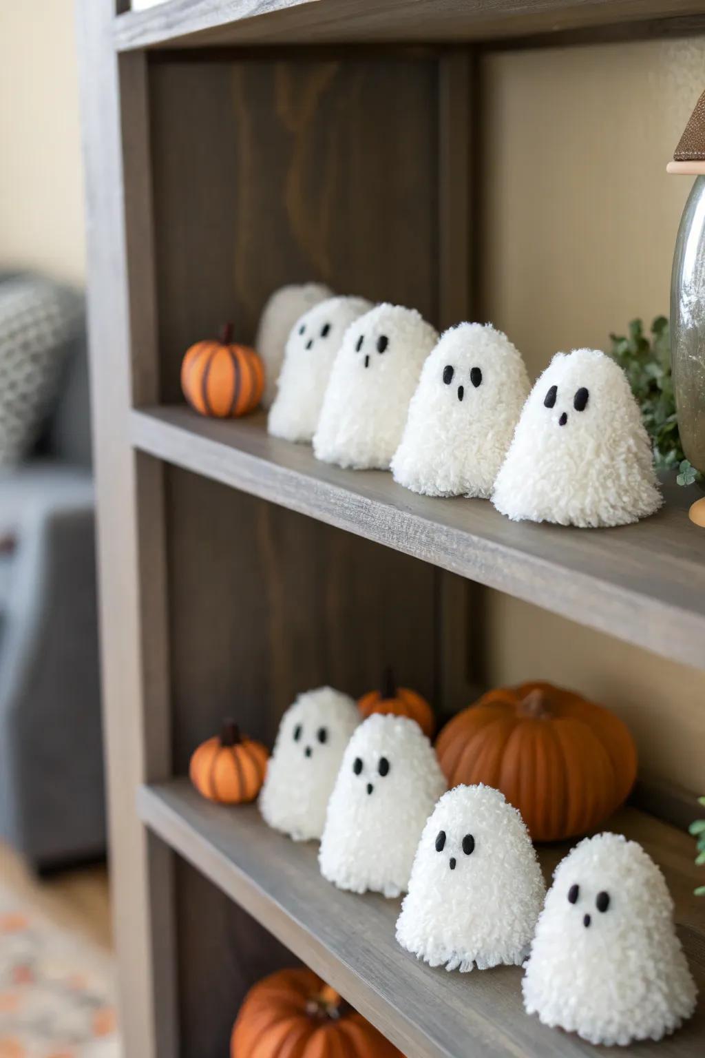 Pom specter poms are an adorable addition to your Halloween setup.