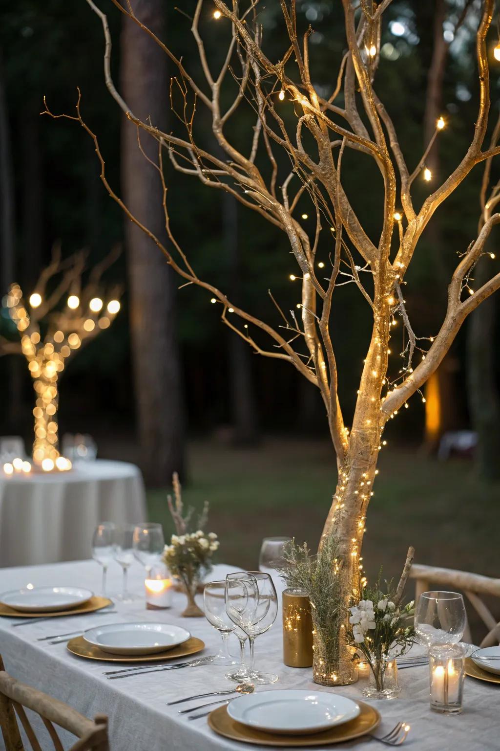 Bewitchingly enchanting gilded branches and fairy lights.