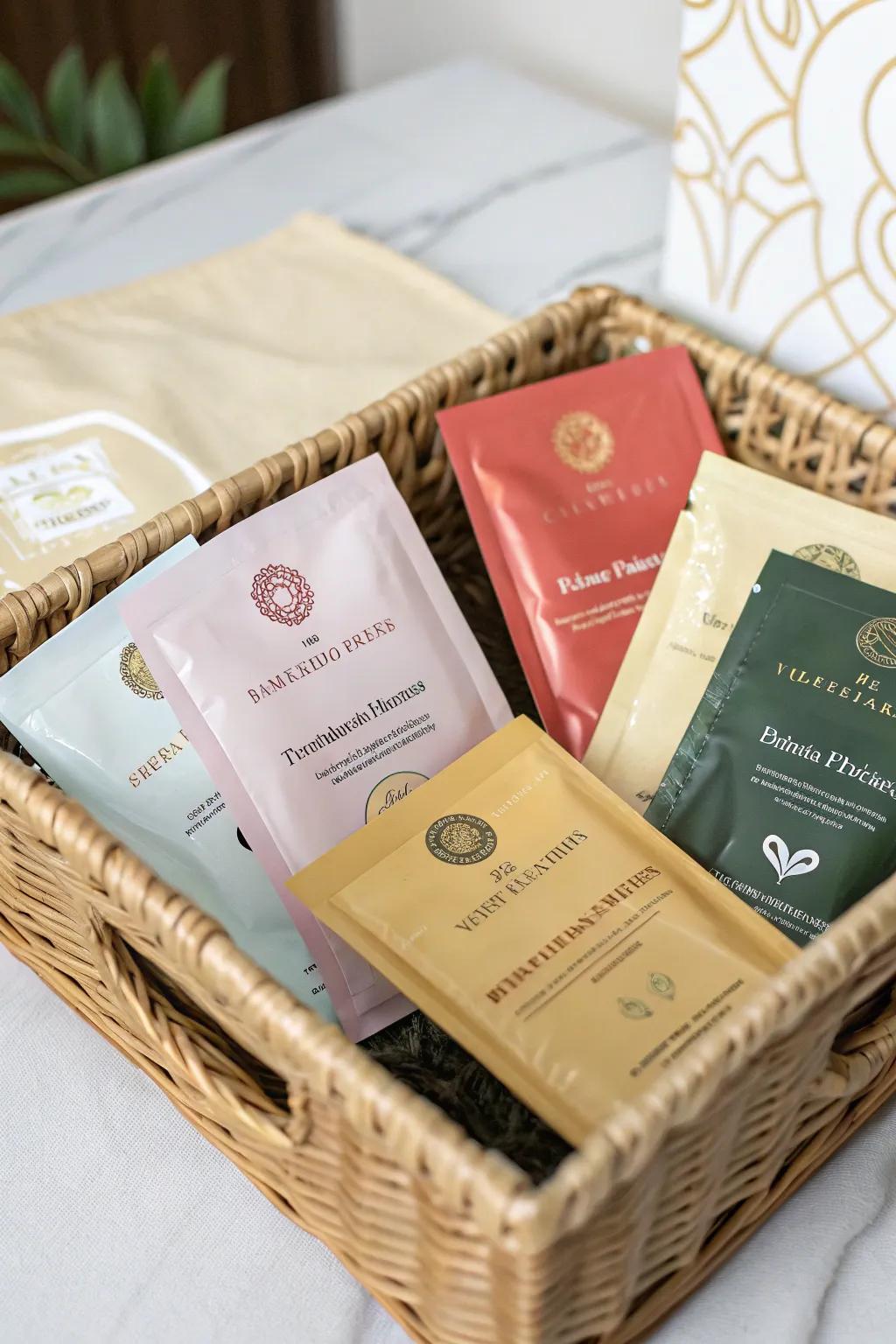 Pamper your guests with a collection of facial masks.