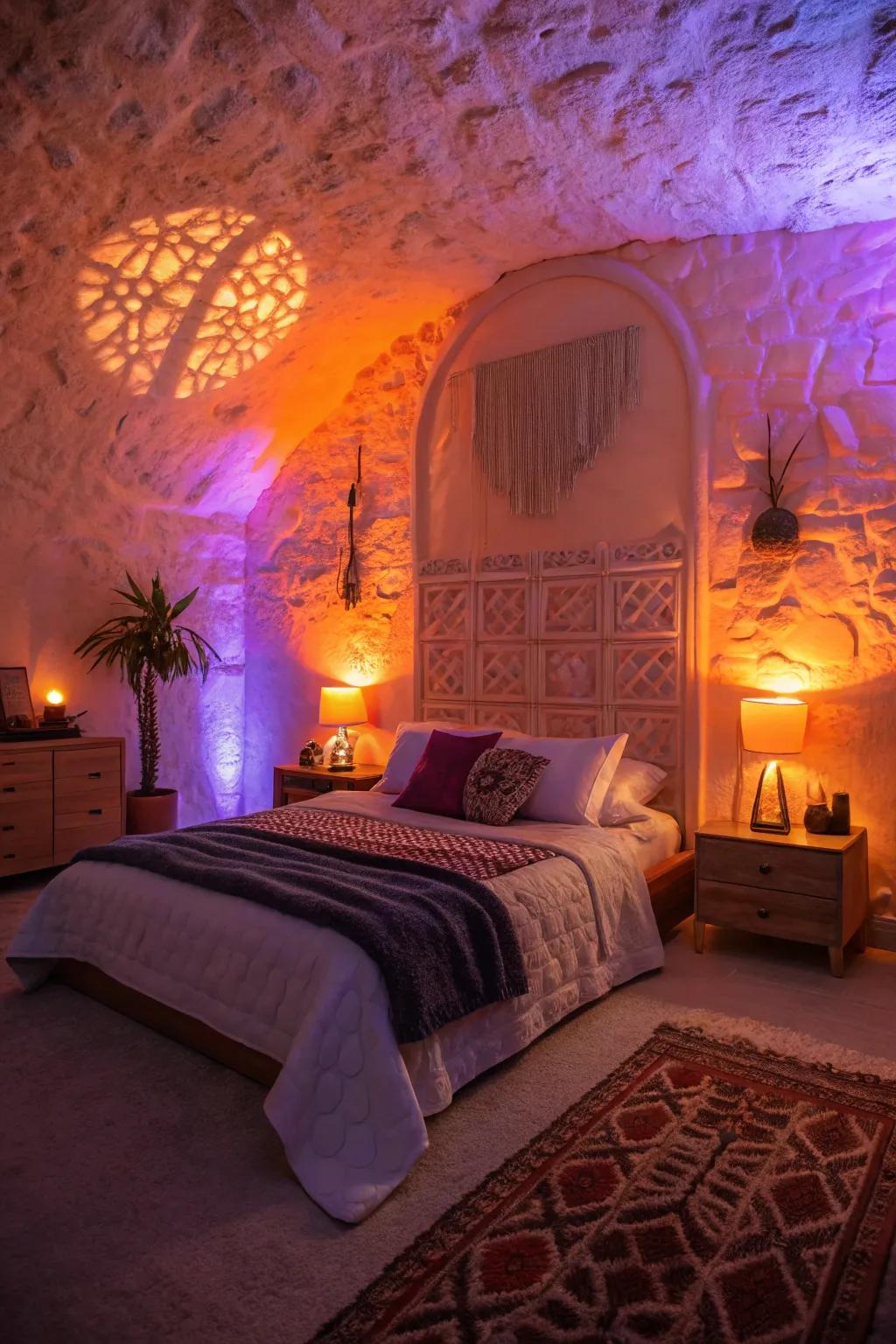 Tinted illumination can enchant your space through a spooky radiance.