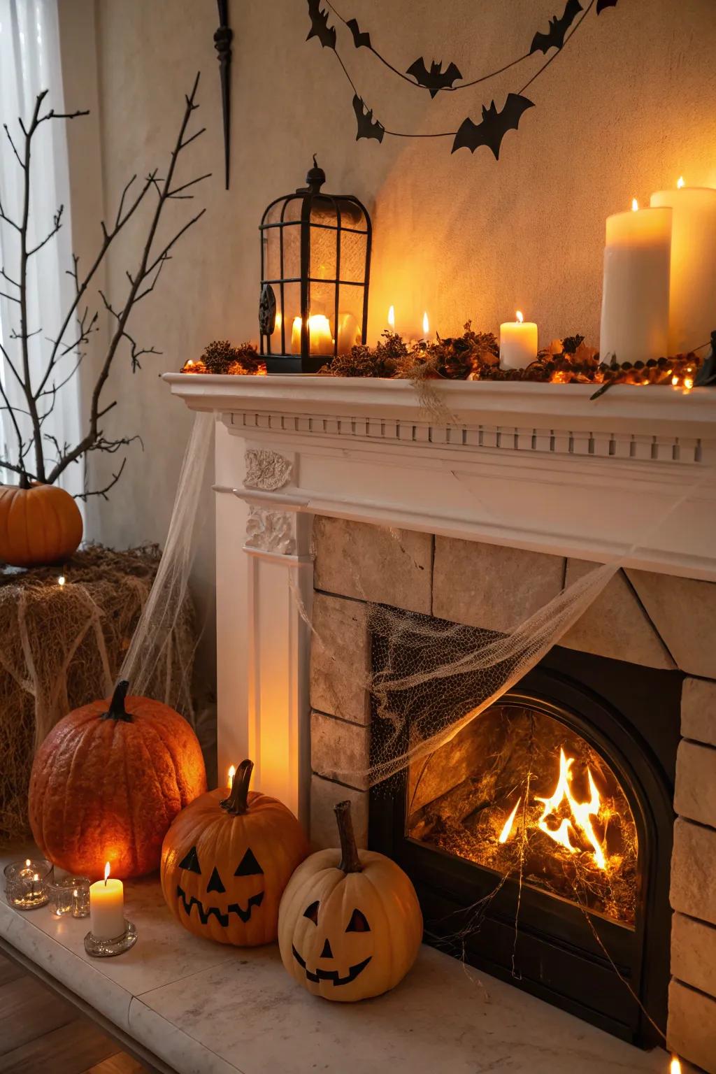 A flickering fireplace appends warmth and enigma.