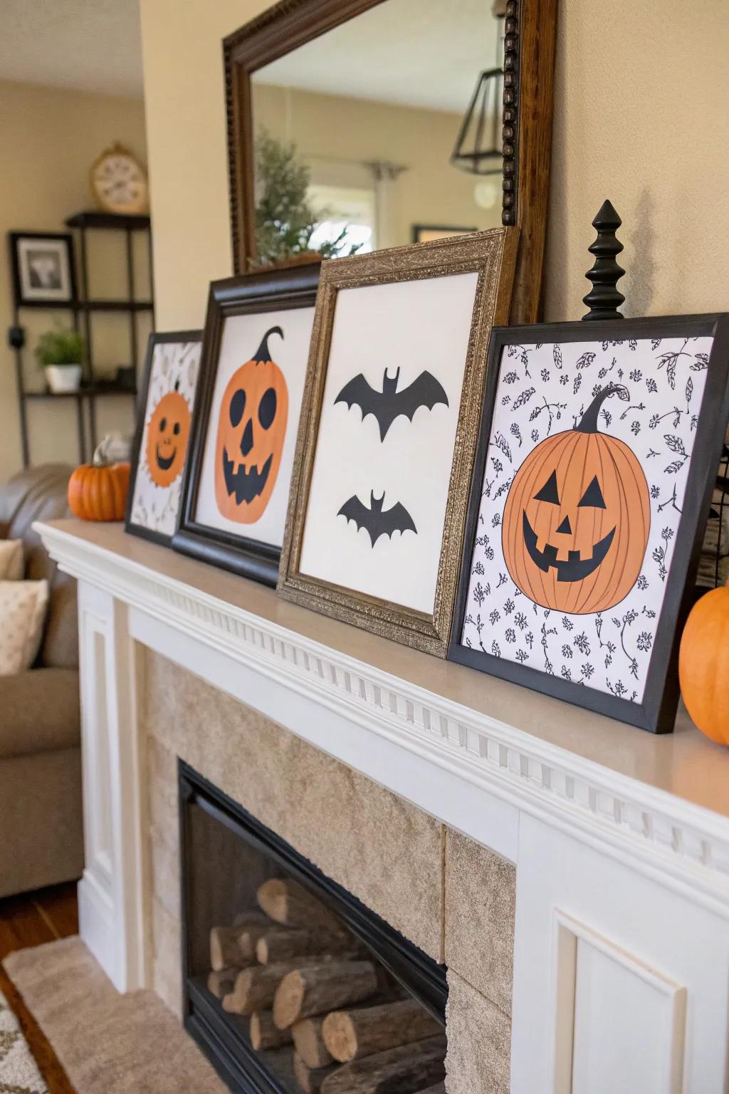 Easy-to-make framed Halloween printables for instant decor.