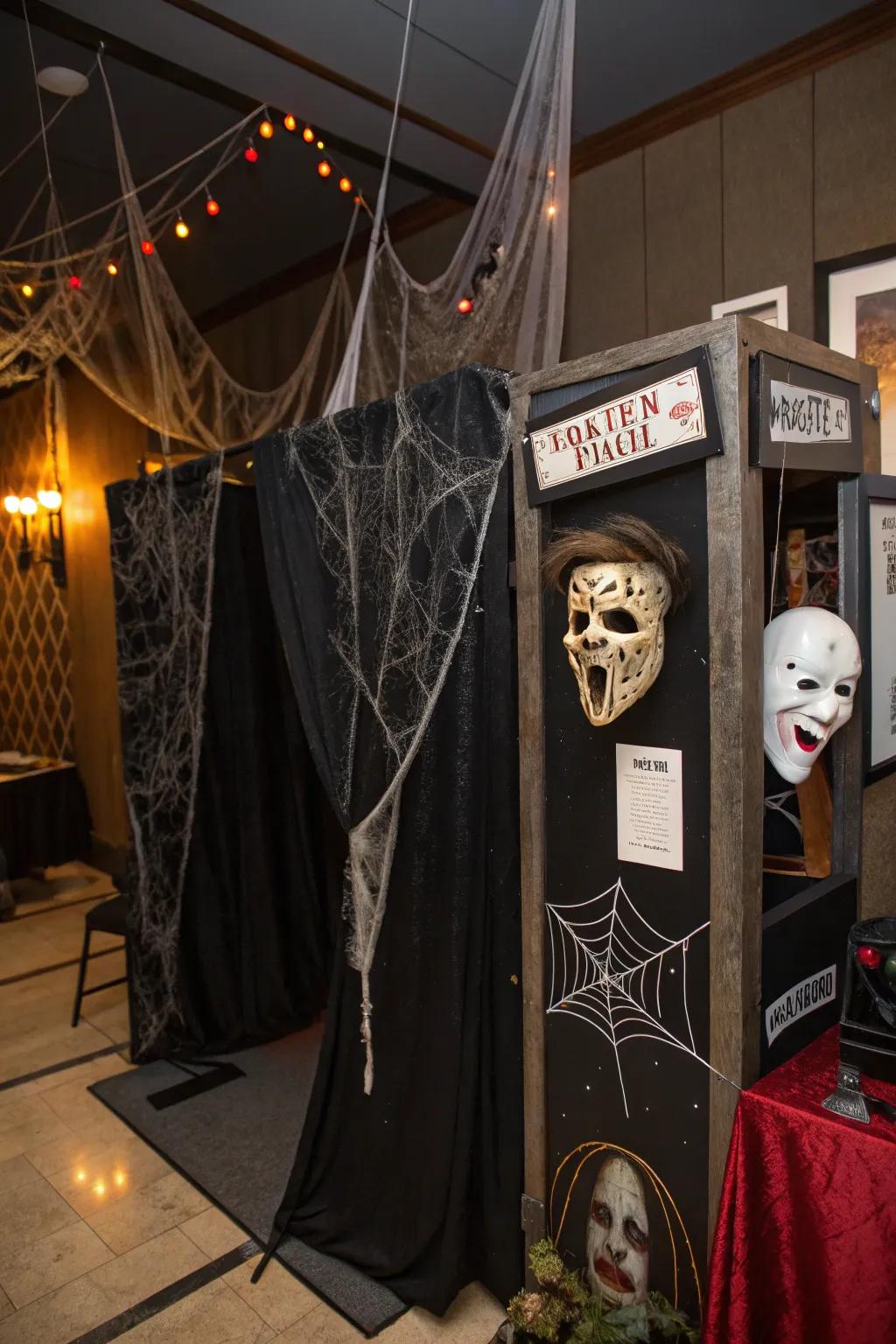 A haunted photo booth introduces fun and unforgettable moments.