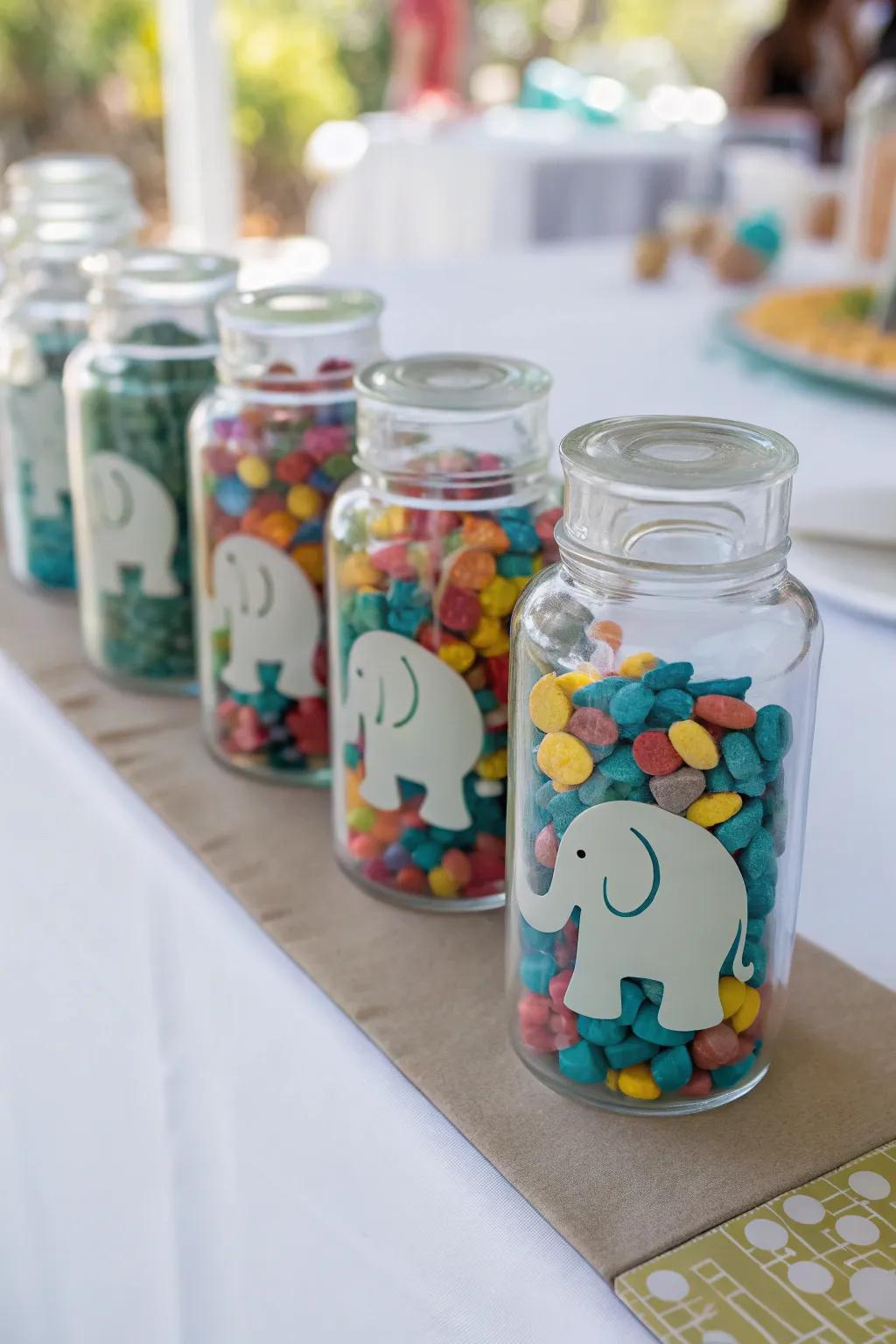 Playful and festive elephant confetti jars.