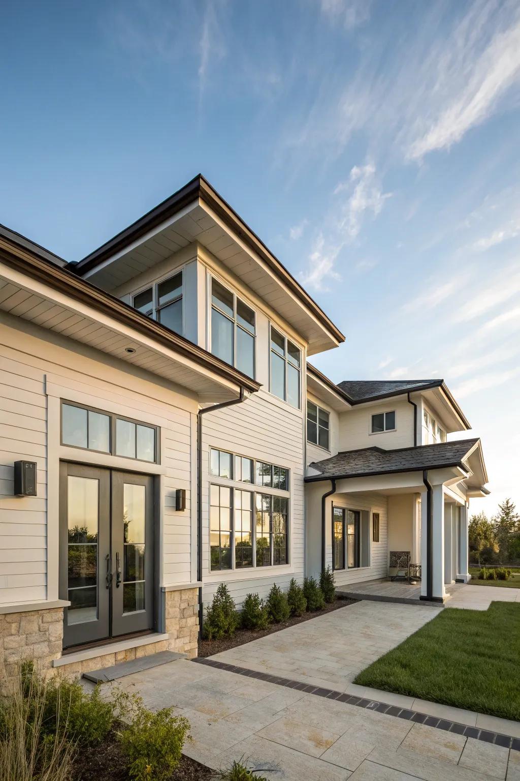 Stacked trim details give a three-dimensional appearance.