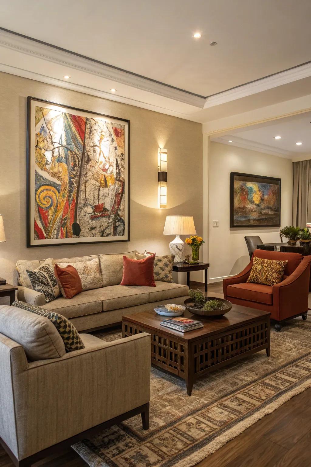 Striking art pieces make a declaration and introduce personality.