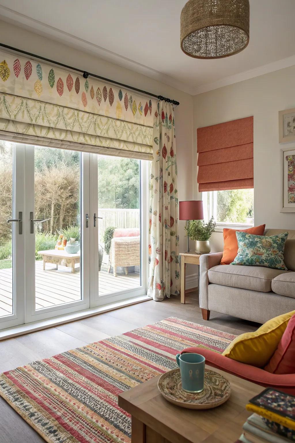 Roman shades present a polished and sophisticated presence.