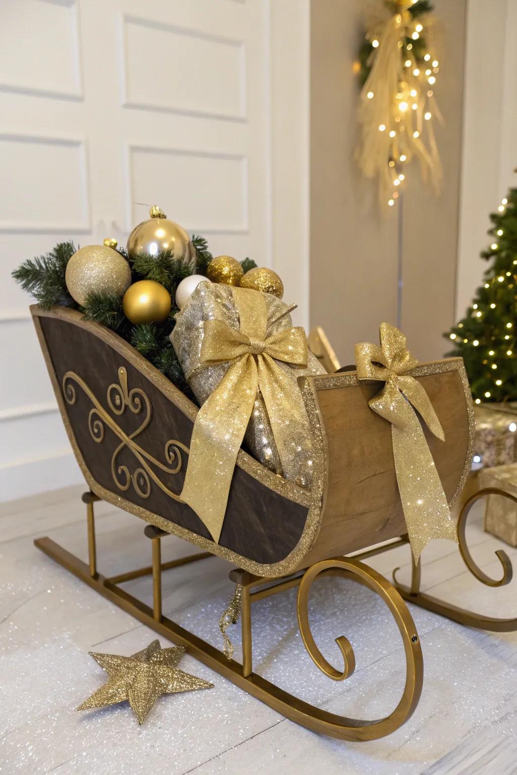 A shimmering sled enhanced with gold accents