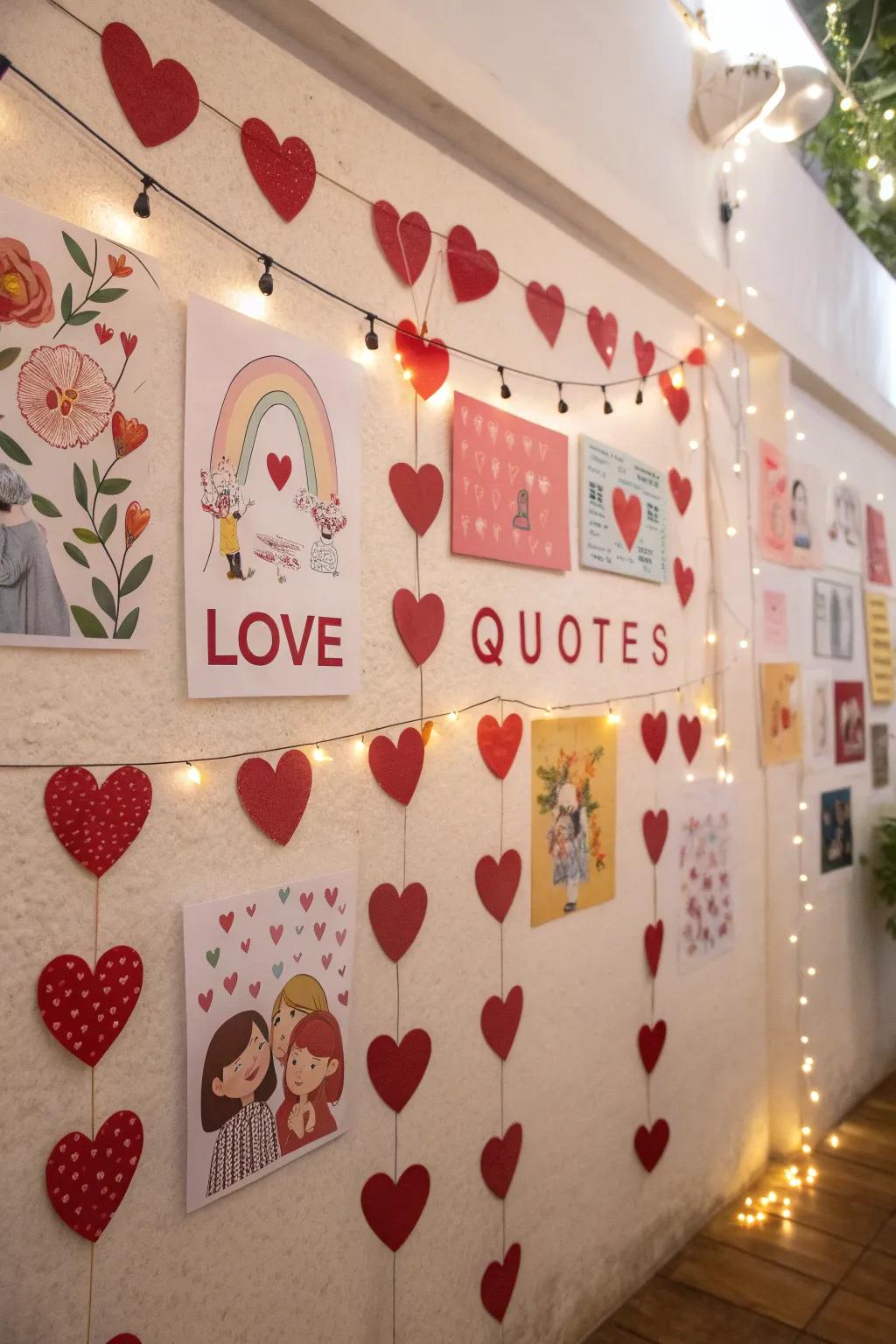 Love-themed wall art adds a personal touch.