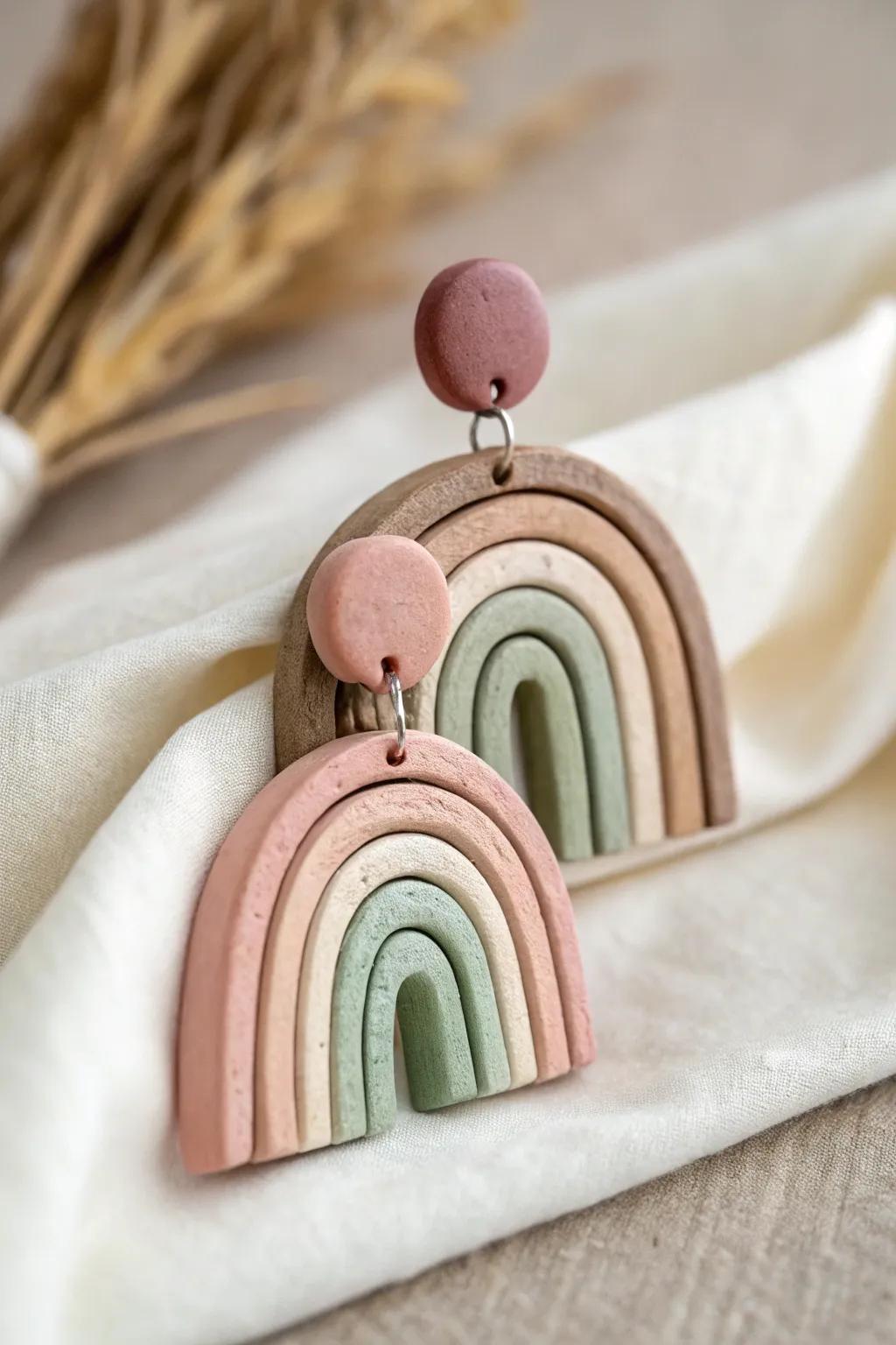 Elevate your style with the elegance of tiered curves. Discover the beauty of handcrafted clay earrings.