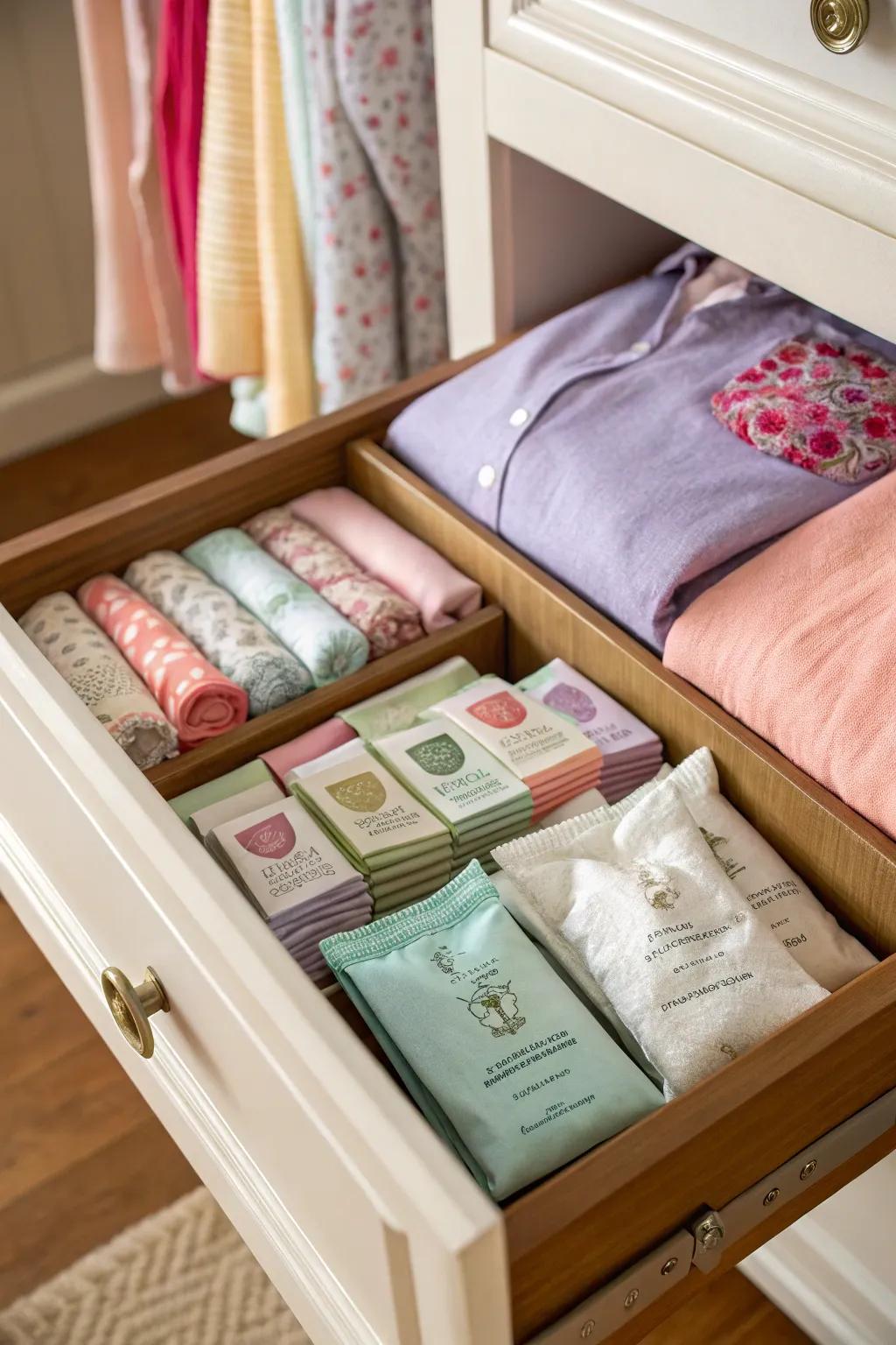 Scented sachets to provide a pleasant fragrance.