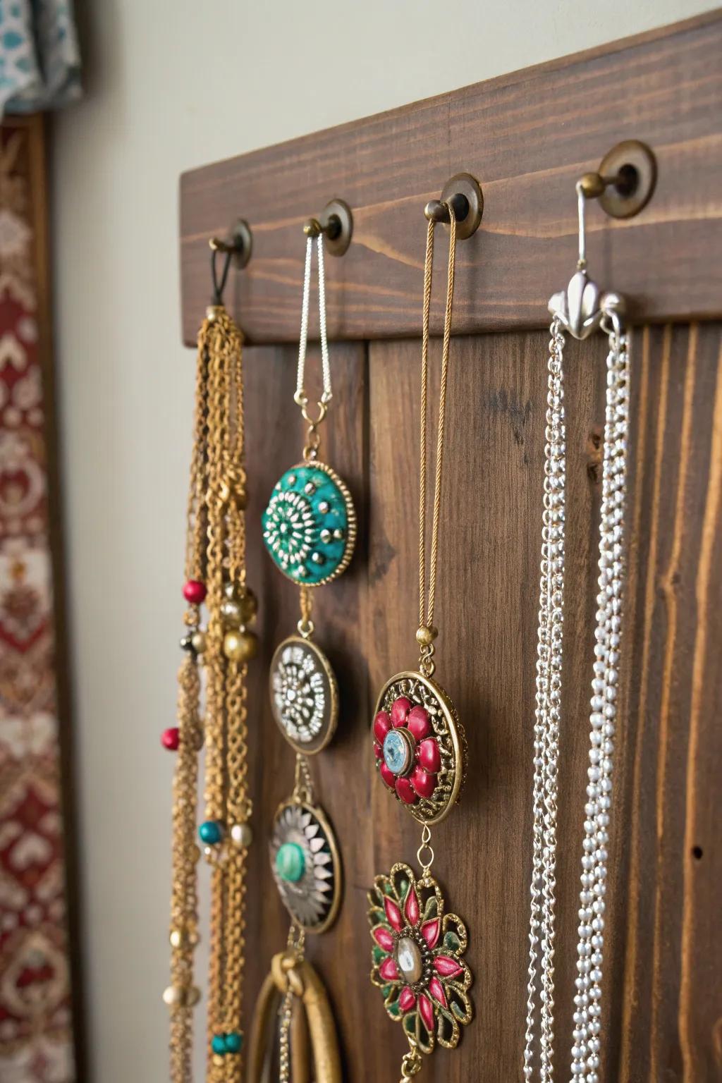 Employ ornamental handles for a playful jewelry display.