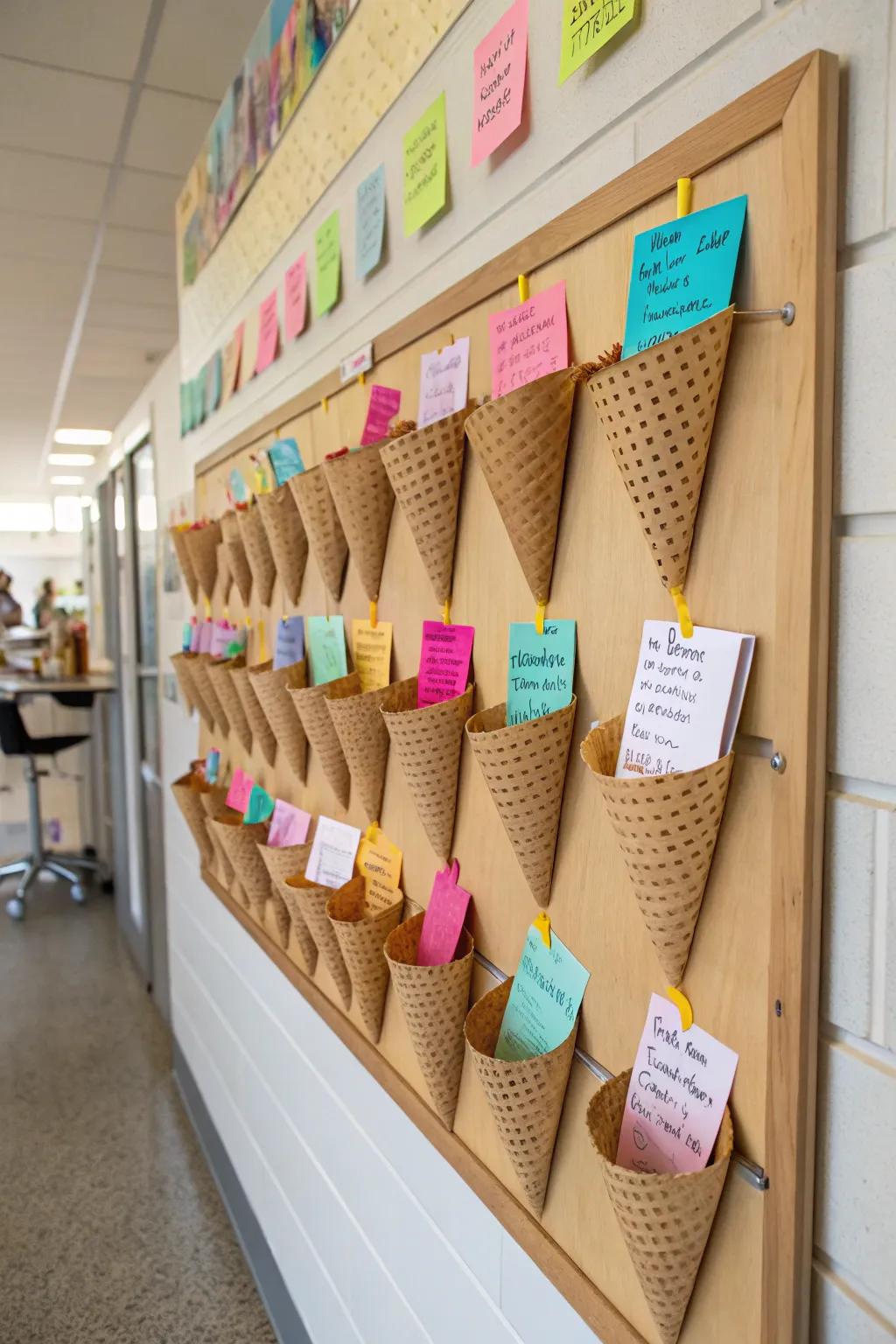 Introduce depth with cone-formed stashes.