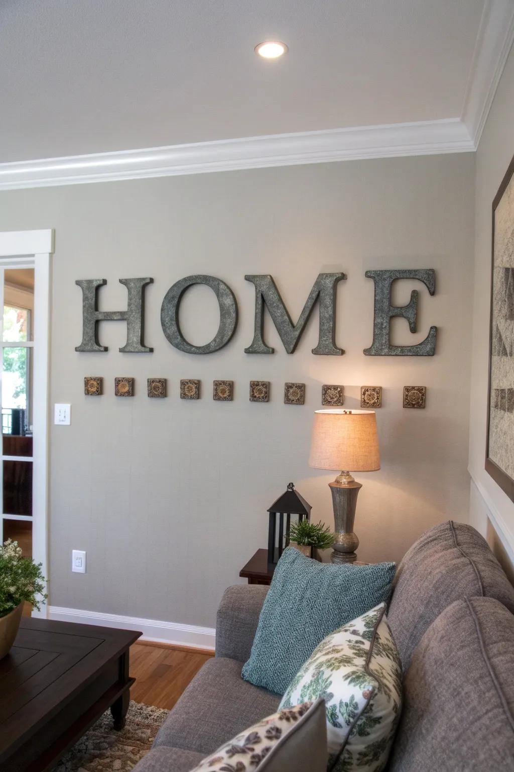 Introduce depth with dimensional letter displays.