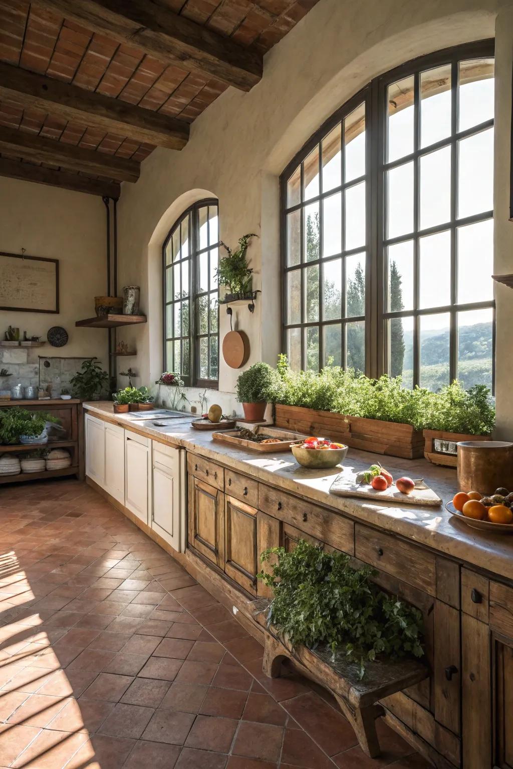 Natural illumination floods the kitchen, enhancing its inviting ambiance.