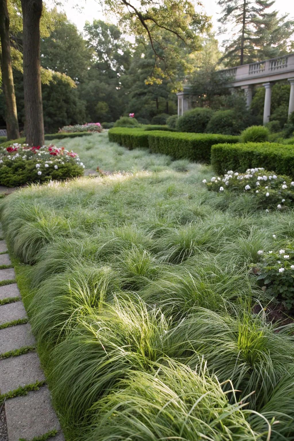 <strong><em>Emerald Carpet Sedge</em></strong> producing a lush ground cover.” loading=”lazy” class=”pimg”>
	</picture><figcaption><strong><em>Emerald Carpet Sedge</em></strong> producing a lush ground cover.</figcaption></figure>
<p>For a rich carpet of greenery, consider <strong><em>Emerald Carpet Sedge</em></strong>. It’s a simple-to-care-for ground cover that prospers in diverse soil conditions and lends a gentle texture to your landscape.</p>
<h3>Consider these options:</h3>
<ul class=