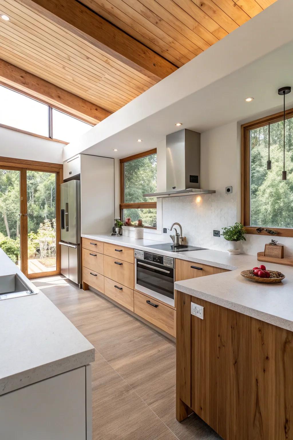 Eco-friendly surfaces offer sustainable style for modern cooking spaces.