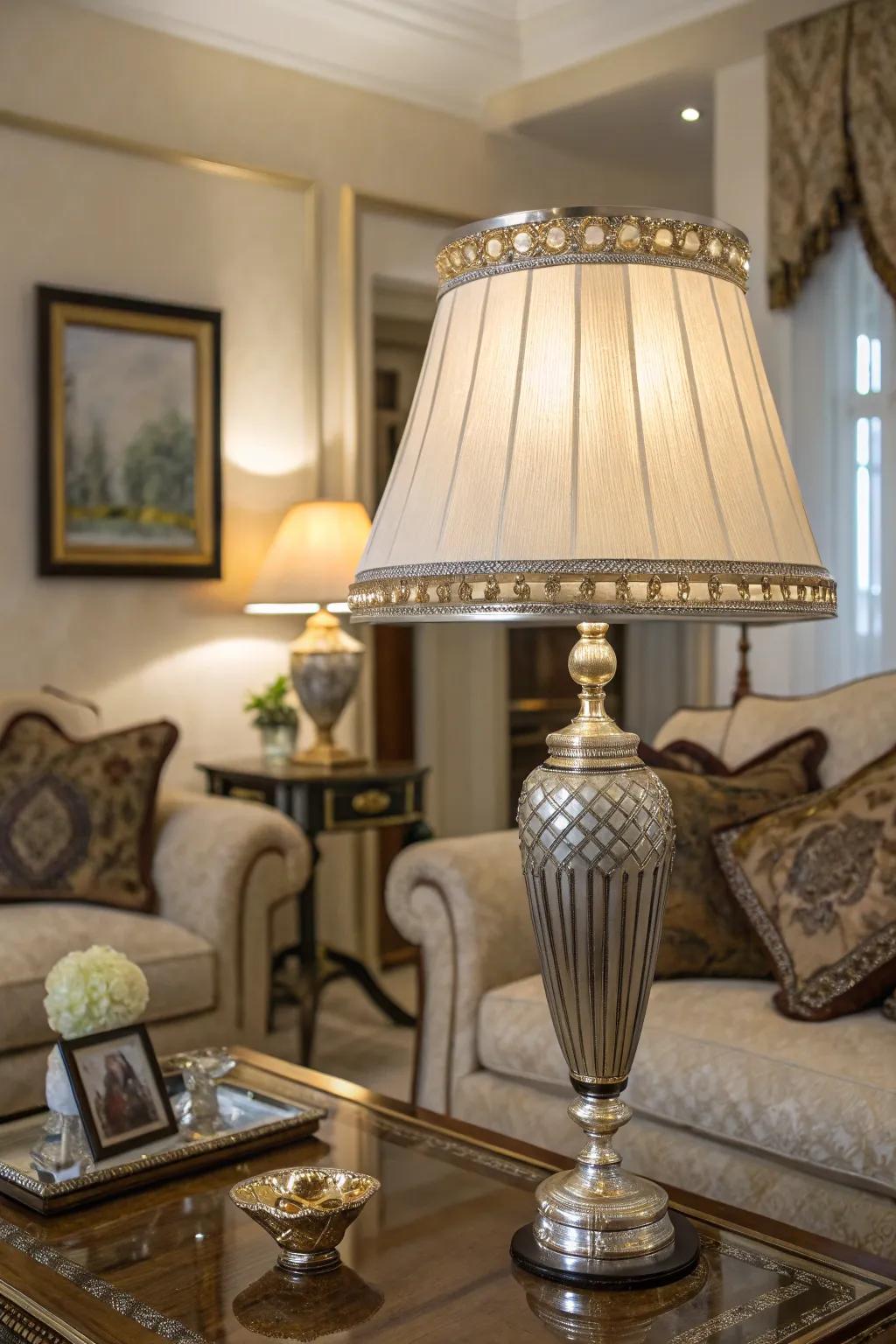 Include a hint of luxury with metal accent on your lampshade.