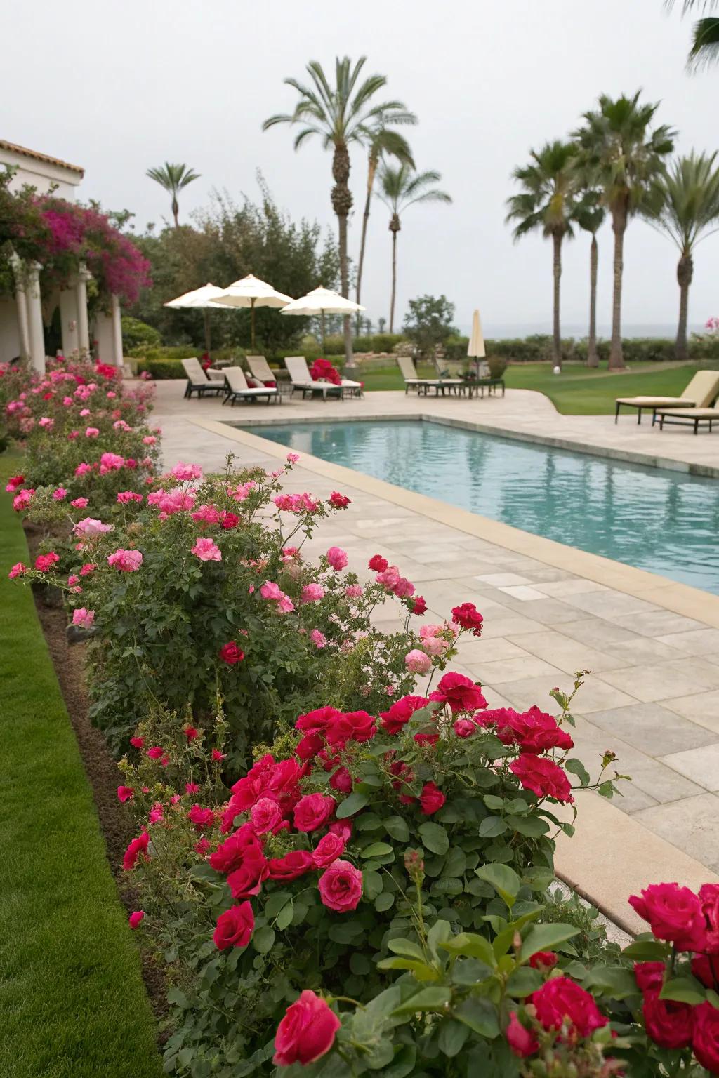 Radiant roses are great to create a poolside paradise.