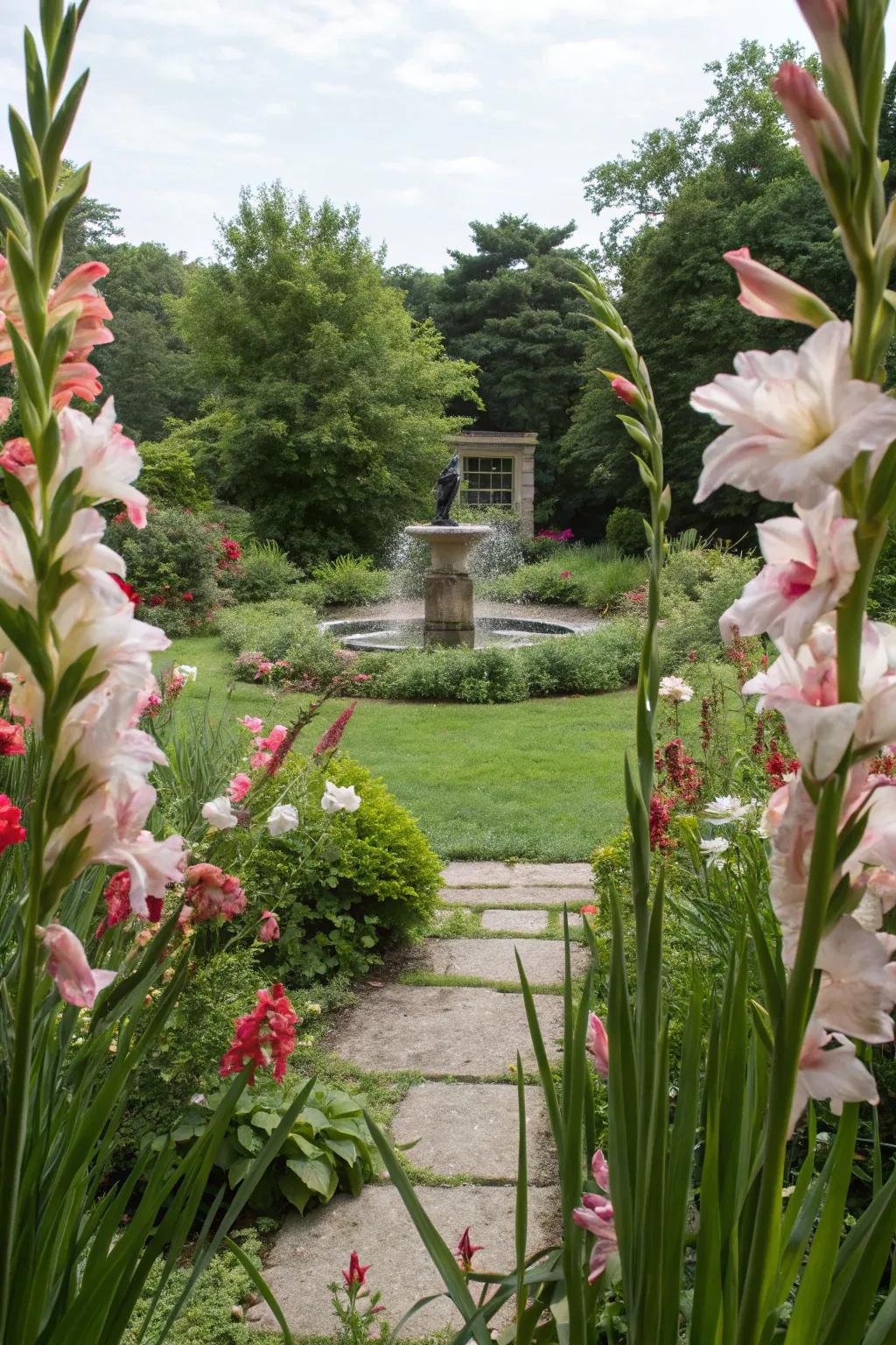 Framing focal points with blooms.