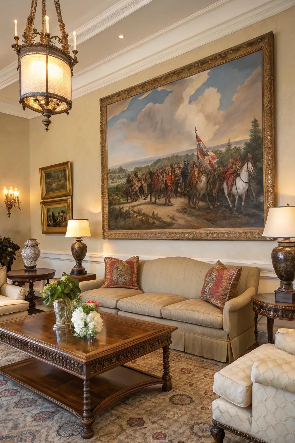 Historical paintings provoke conversation and add essence to your design.