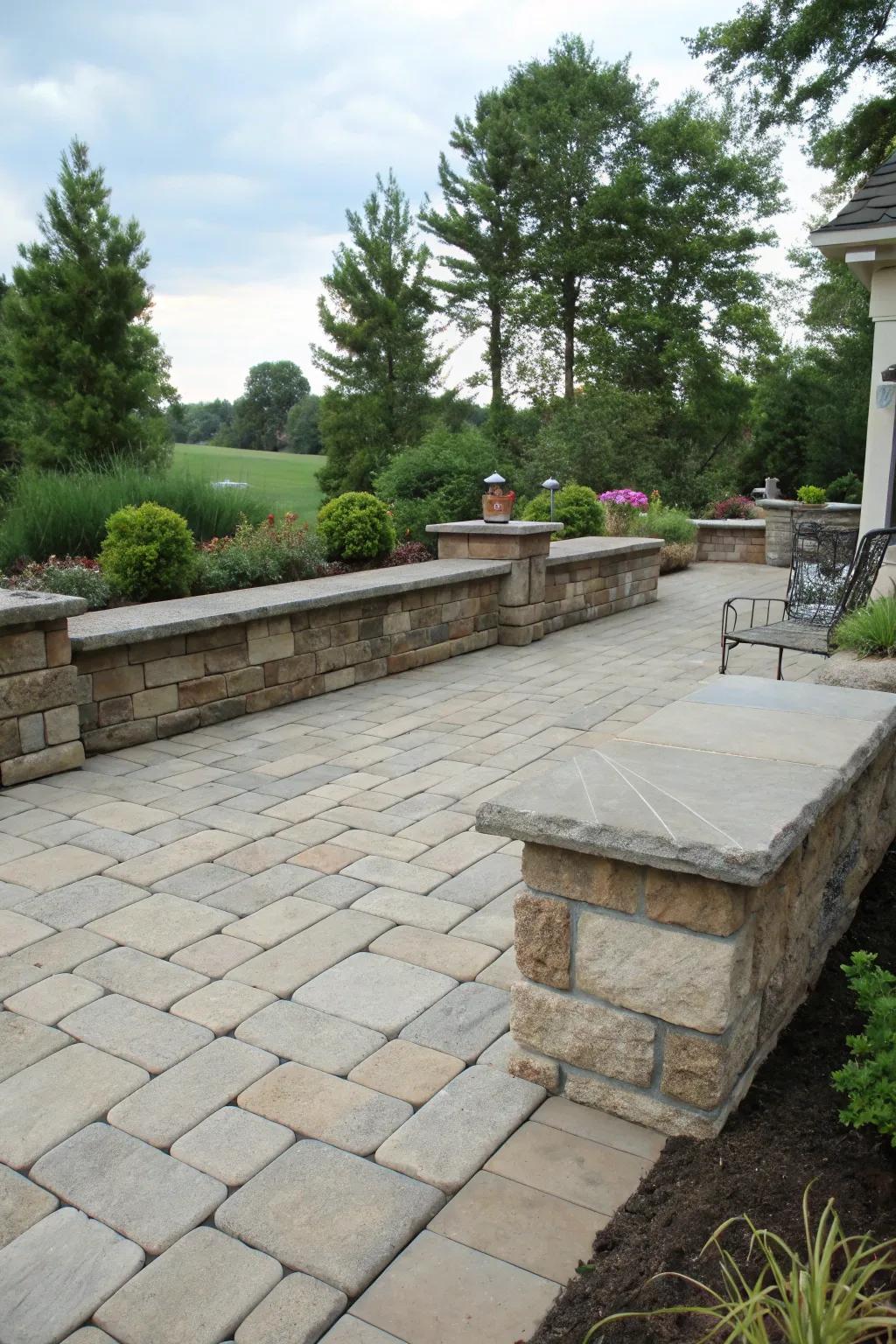 Inset seating elevates the utility of this patio.