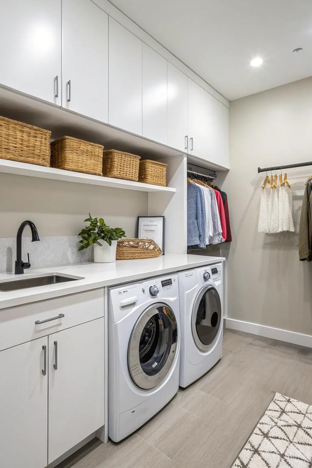 A seamless surface provides a clean and cohesive look.