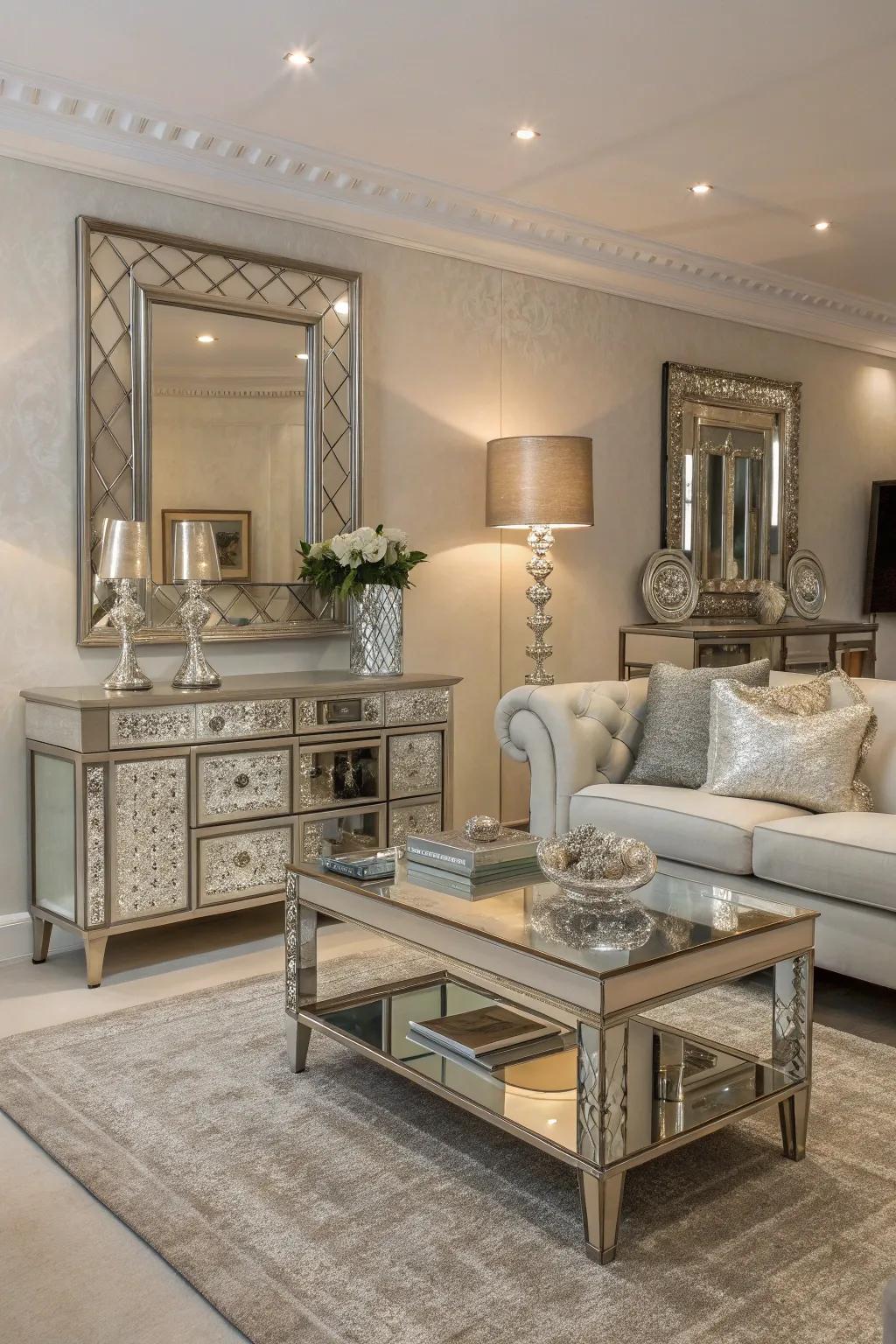 Enhance your ornamentation with the subtle gleam of reflectorized furniture.