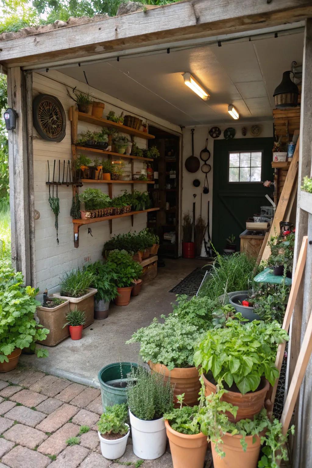 An indoor garden brings freshness and vitality to the space.