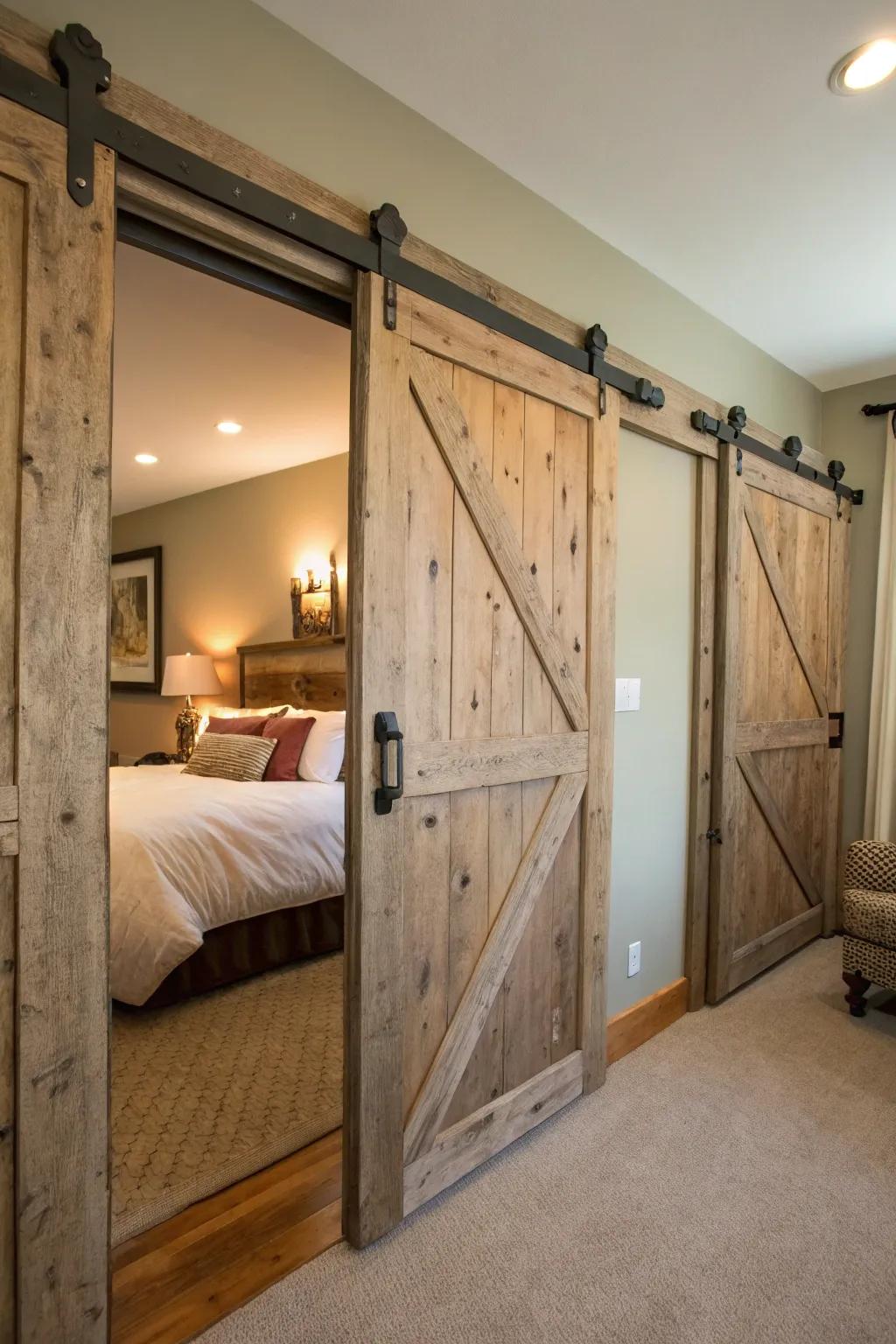 Barn doors add authenticity and practical elegance.