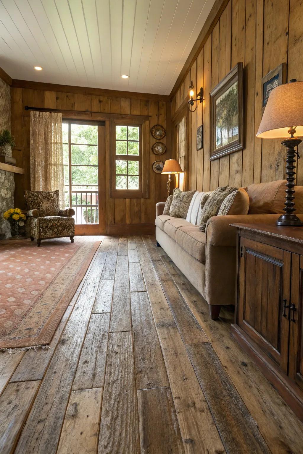 Weathered timbers bring countryside charm together with personality.