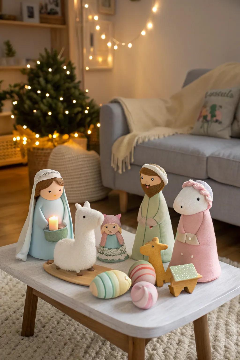 A children's nook featuring a spirited, interactive nativity presentation.