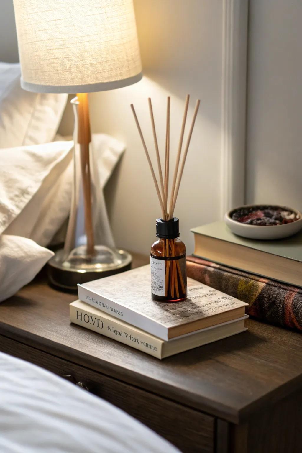 A minimalist reed diffuser that imparts a delicate, natural fragrance.