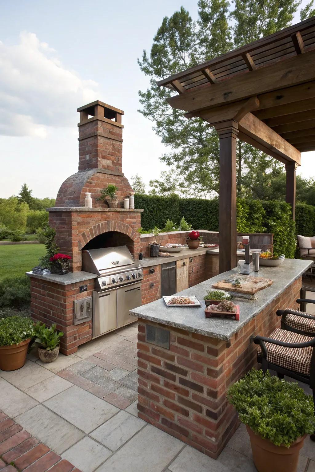 A rustic outdoor kitchen ideal for alfresco dining