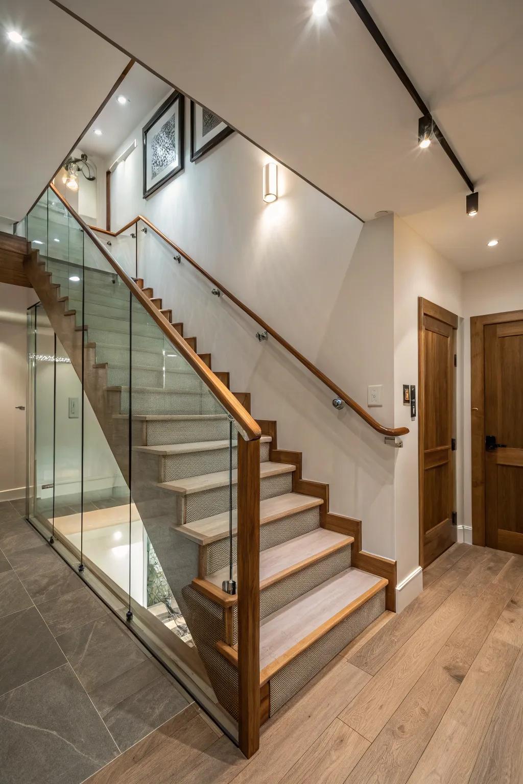 Glass and wood pair beautifully to achieve a sleek, yet warm aesthetic.