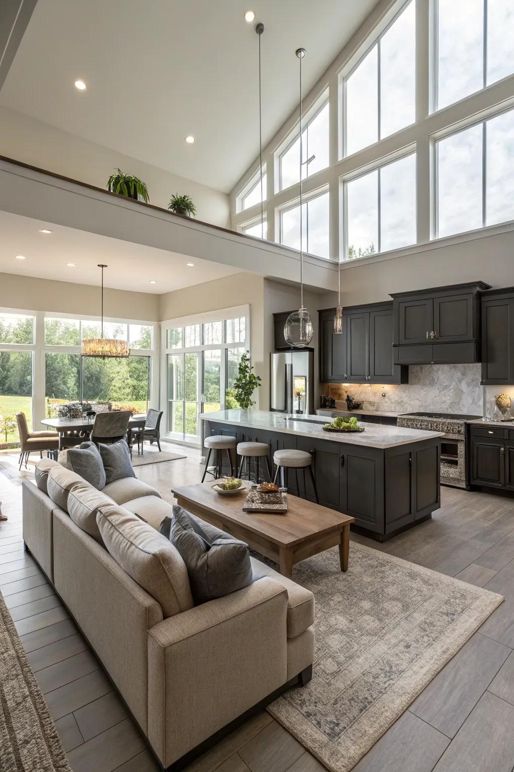 Adaptable furniture enhances the sense of space in this open plan.