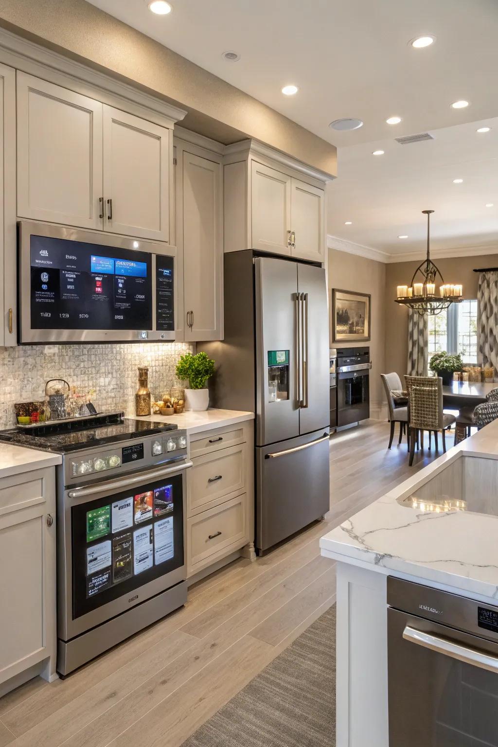Automated home features offer modern convenience in the kitchen.