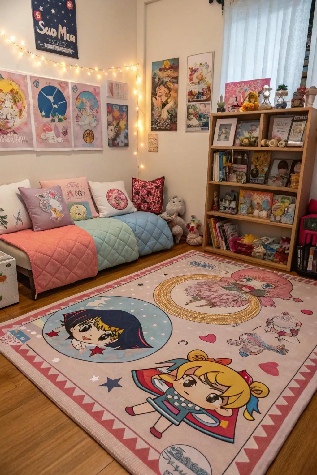 Floor coverings can finalize your anime-themed area impeccably.