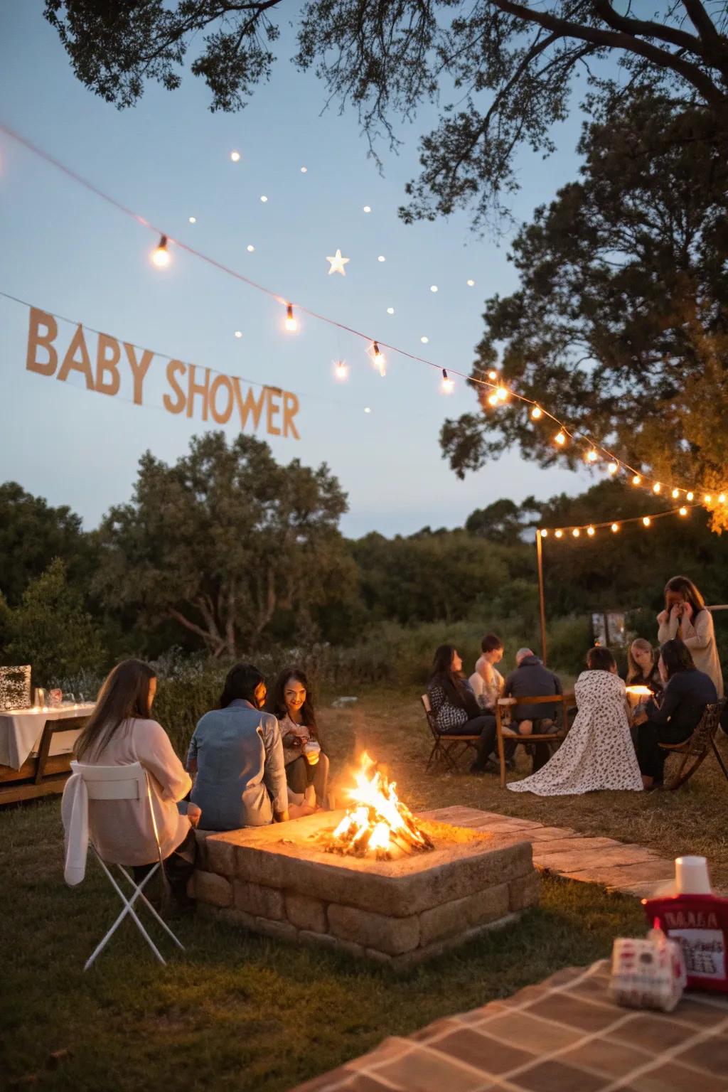 A bonfire creates a warm and inviting evening for guests.