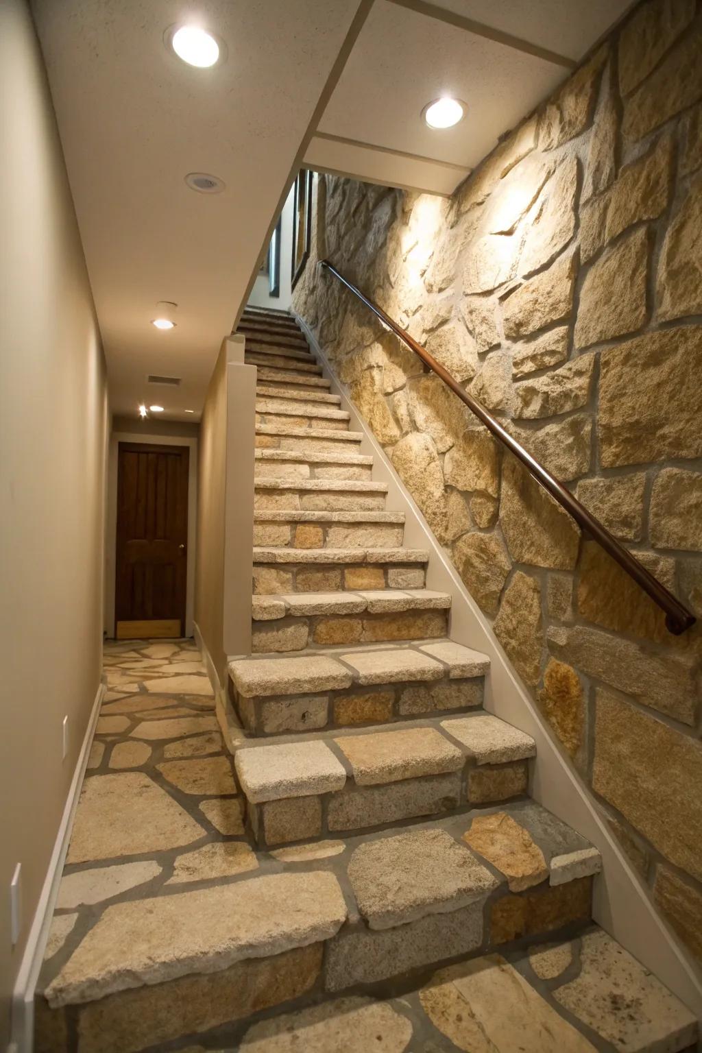 Connect with nature using textures that mimic stone or wood.